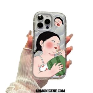 Ốp lưng iPhone 15 Hàn quốc đẹp trong suốt in hình coquette cute ngộ nghĩnh