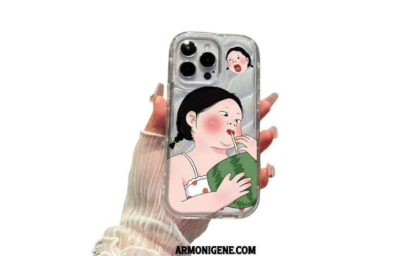 Ốp lưng iPhone 15 Hàn quốc đẹp trong suốt in hình coquette cute ngộ nghĩnh